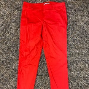 Dalia collection Fire engine‎ red side zip flat front cropped pants